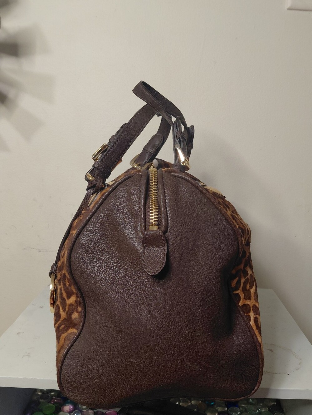 Michael Kors Brown Leopard Print Satchel Shoulder Hand Bag - Picture 2 of 13